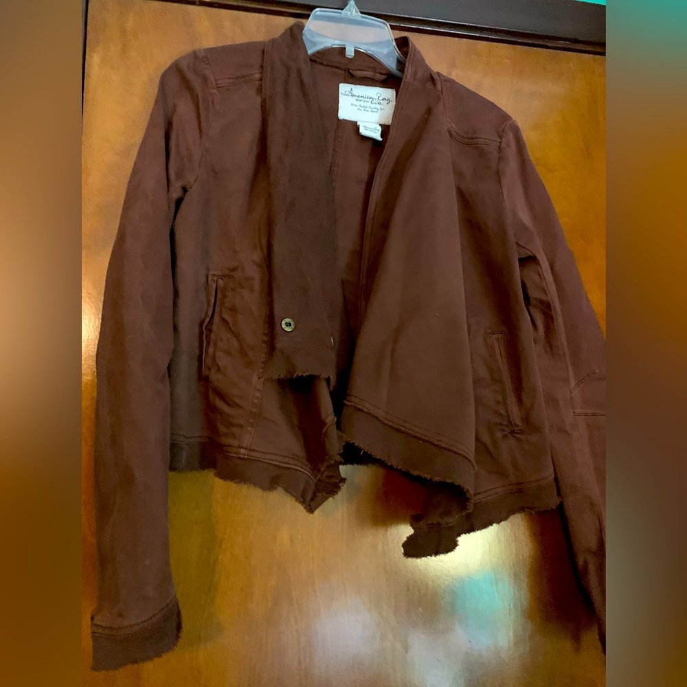 American Rag Asymmetrical Cropped Brown Jacket/ Top-size Small-Like New